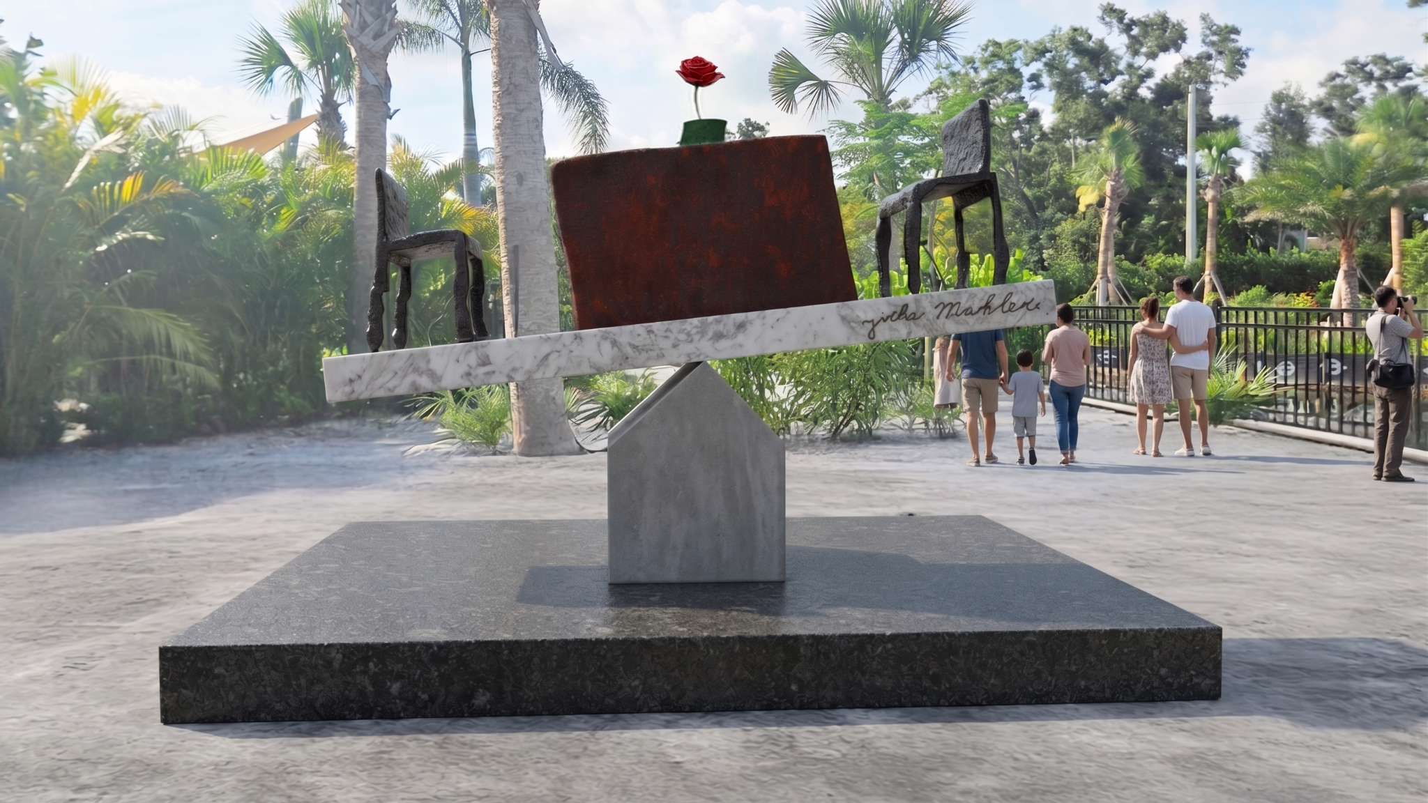 Three-dimensional visualization of Jiří’s Flower memorial sculpture by Dan Reisner
